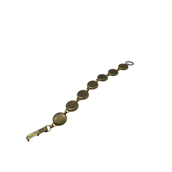 Mother of Pearl Round Goldtone Link Bracelet 6.5 inch - Picture 3 of 4